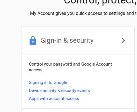 Sign-in & Security settings