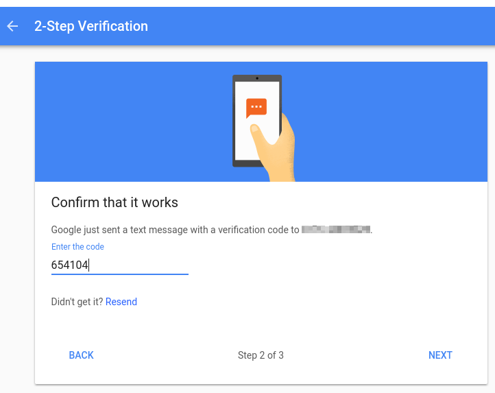 2-Step verification phone confirm