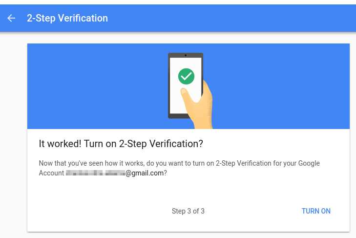 2-Step verification phone success