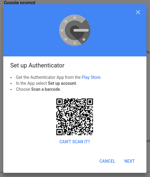 2-Step verification authenticator setup