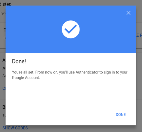 2-Step verification authenticator success